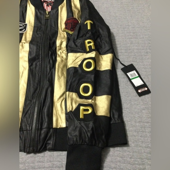 World of Troop Men’s Black Gold Lightweight Moto Jacket - Picture 7 of 14